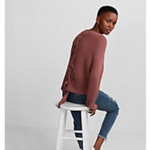 lace-up split back sweater